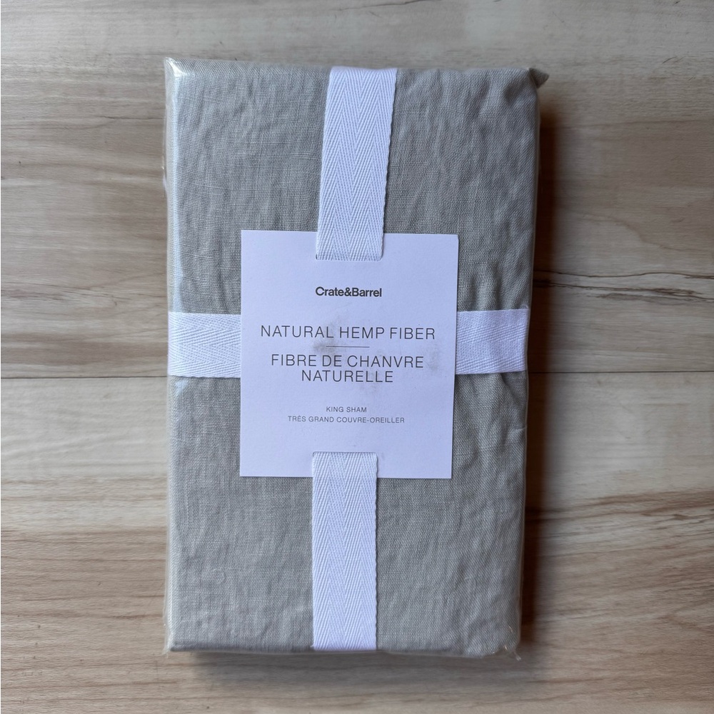 Crate&Barrel Gray Natural Hemp Fiber King Pillow Sham